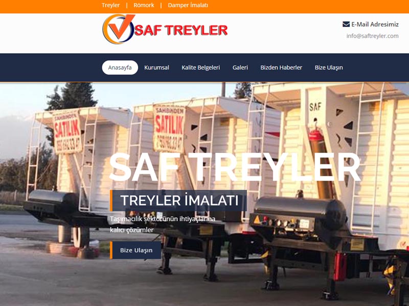 Saf Treyler Kurumsal Websitesi websitesi ilkedesign tarafından yapılmıştır.