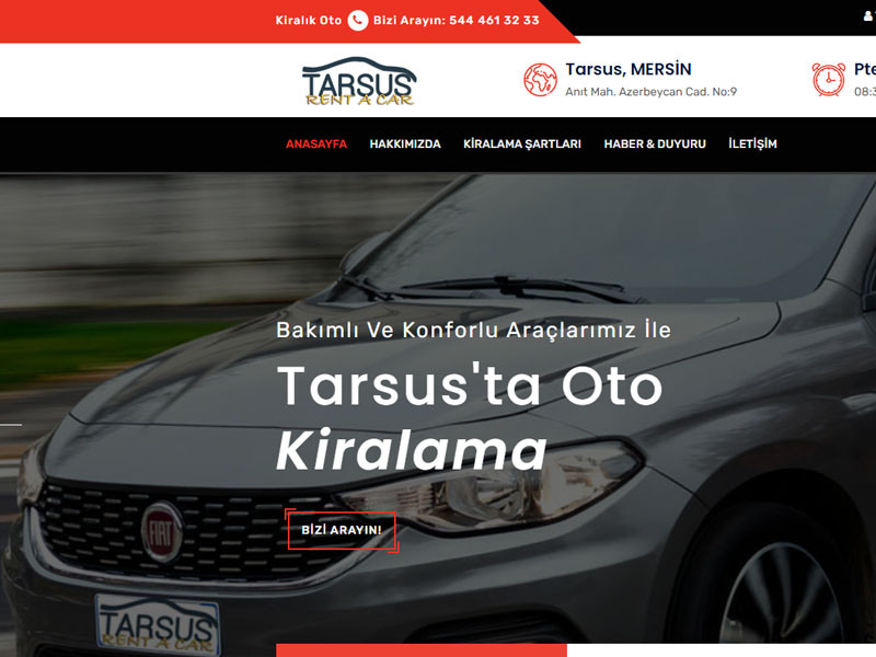 Tarsus Rent A Car websitesi ilkedesign tarafından yapılmıştır.